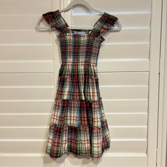 Hill House Home The Tiny Ellie Nap Dress in Multi Tartan Cream Red Size 7/8 - Picture 1 of 3